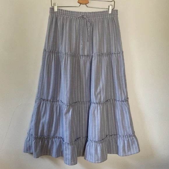 Madewell Striped Pull-On Ruffle Tiered Maxi Skirt - Picture 4 of 5